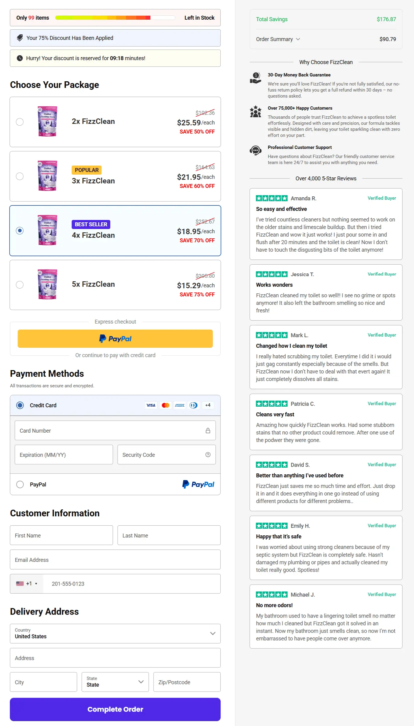 fizzclean secure checkout page